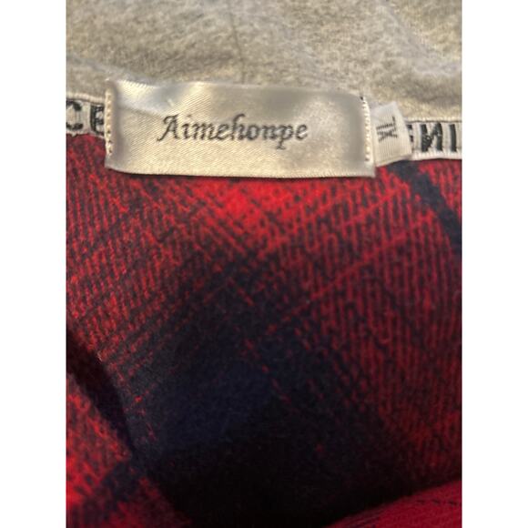 GUC Aimehonpe Boy's Red/Black Plaid Hoodie Flannel Shirt With Gray Hood Sz XL - Picture 3 of 5